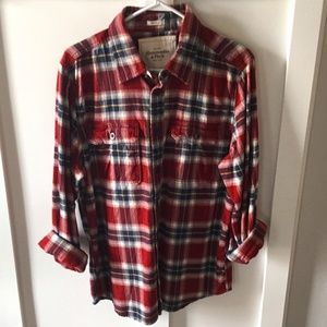 Abercrombie & Fitch Men’s Red/Navy Flannel Shirt